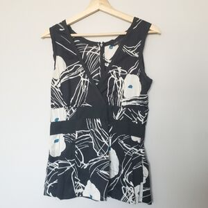 Marc Jacobs Top Sleeveless V Neck Floral Cotton Black Size 4